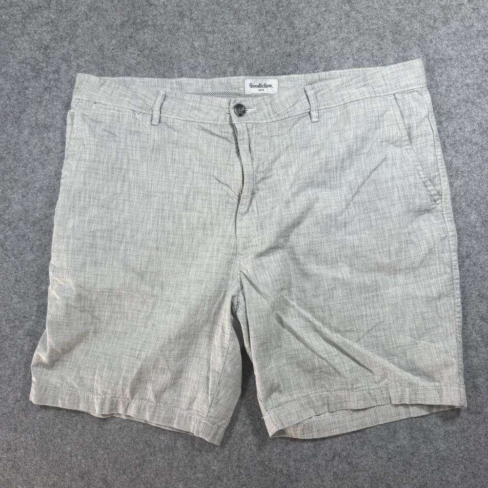 Goodfellow The Every Wear Short 42 Grey Crosshatch Linen Blend 8in‎ Inseam
